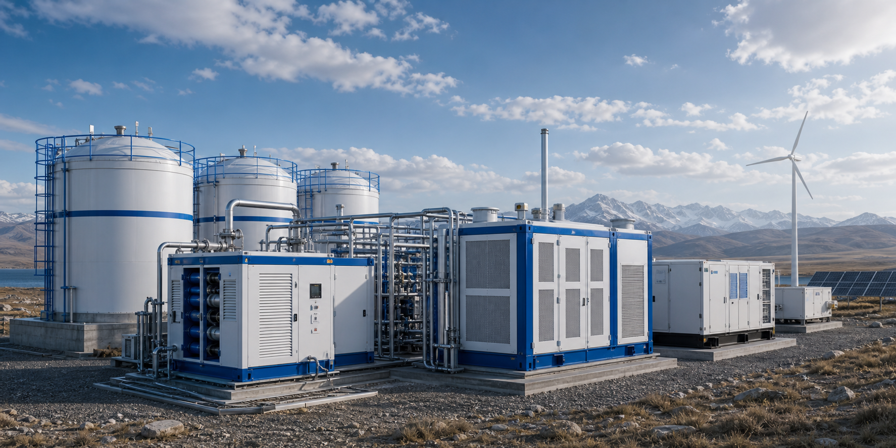 Methanol-water fuel supply connected to hydrogen generator and power cabinets