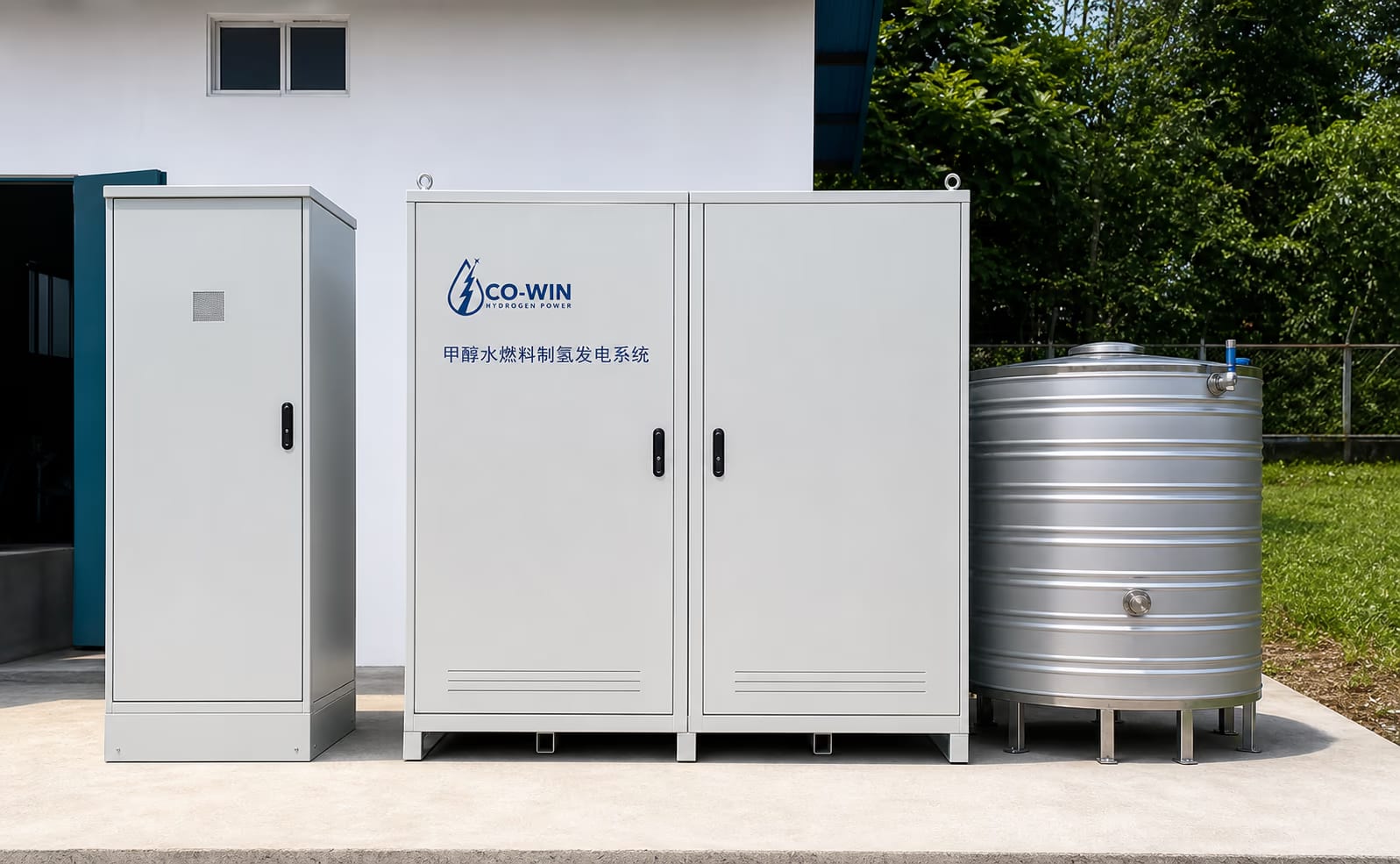 Complete hydrogen generator cabinet arrangement used for the island network test